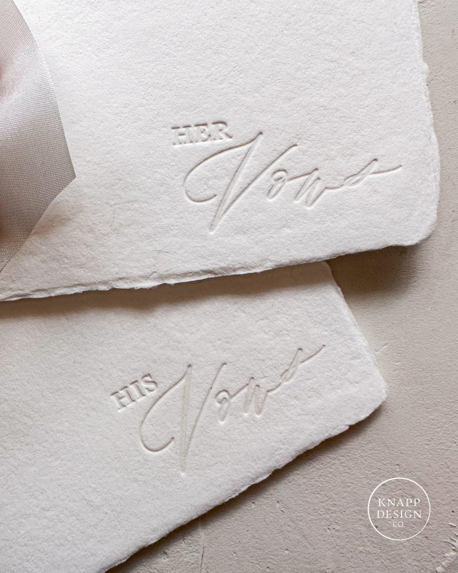 HIS & HERS Vow Books, letterpressed with silk ribbon - white Wedding Vow  Books by Cara Jo Knapp