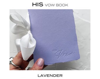 HIS Wedding Vow Book  • Letterpress on Lavender Handmade paper with White Silk Ribbon