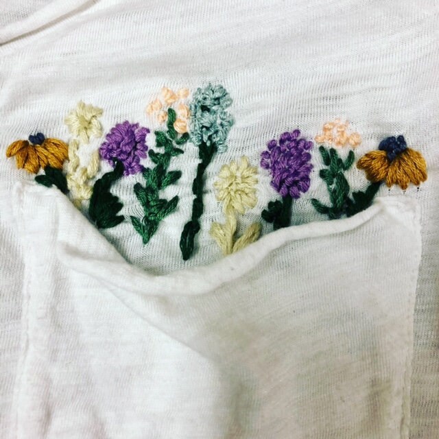 Embroidered Pocket T Shirt - Etsy