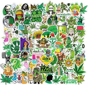 10-200 PCS Vinyl Waterproof Weed Stickers for Adults Cool Funny DIY Marijuana Stickers Decals Decoration for Laptop Water Bottles Luggage image 2