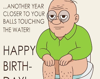 Funny Birthday Card for Men Women, Humor Greeting Card, Unique Birthday Gift for Friends, Dad Mom, Cute Birthday Stationery(Touching Water)