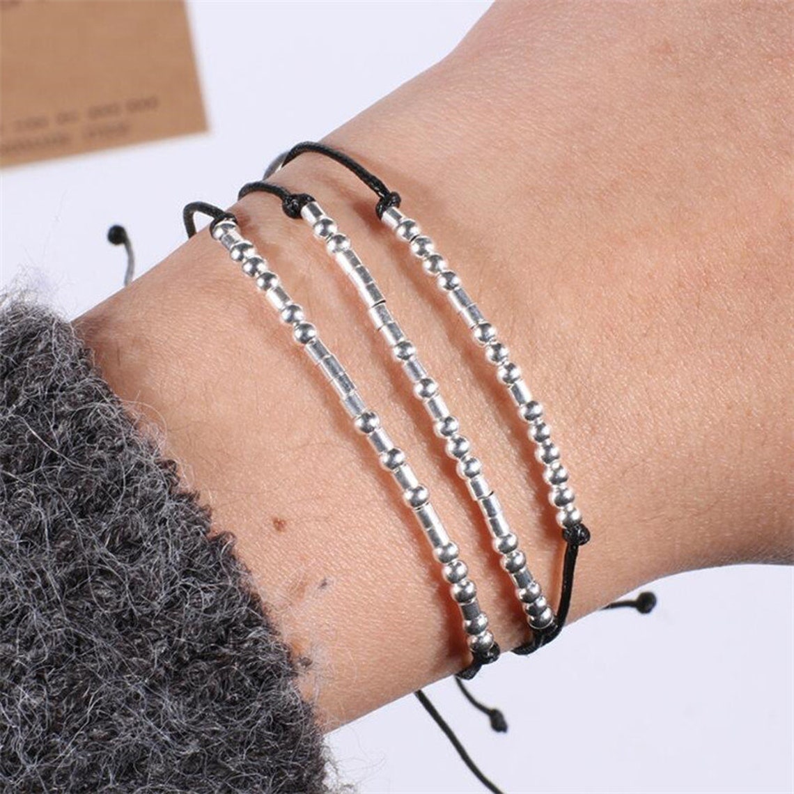 Morse Code Bracelets Charm Beads String Bracelets For Women / Etsy
