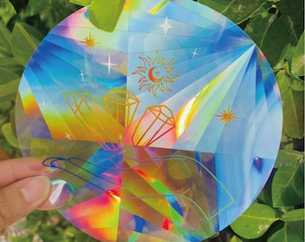 Flower Suncatcher Sticker | Window Decal | Rainbow Maker | Prism ...