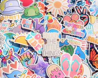 100 Cute Boho Stickers Retro Pack Computer Water Bottle Sticker