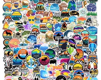 200pc Stickers Pack outdoor camping hiking Stickers Pack Nature Vsco Girls, Aesthetic stickers, laptop stickers, stickers for hydro flask