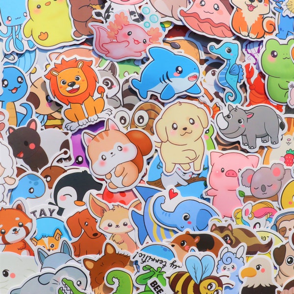 Kids stickers (100pcs) animal themed cute stickers for children, party favor for children, Vinyl stickers for laptop, water bottles, Ipad