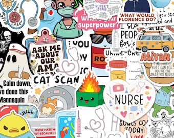 10-120PCS Funny Nurse Stickers Pack Nursing Gifts for Coworkers Medical Sticker Healthcare Worker Decals for Laptop, Water Bottle