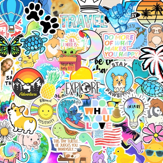 100pcs Cute Stickers for Water Bottles Laptop, Vsco Aethetic Stickers for Adult Teen Girls Kids, Waterproof Vinyl Kwaii Stickers Pack for Hydro Flask