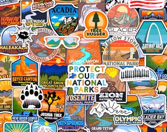 150 Pcs National Parks Stickers Pack for Water Bottles, Hiking Outdoor Adventure Inspired, Waterproof Vinyl For Campers, Explorer