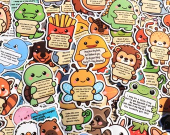 10-100PCS Emotional Support Animal Sticker Pack, Kids Cute Inspirational Positive Buddies for Water Bottles, Laptops, Phones