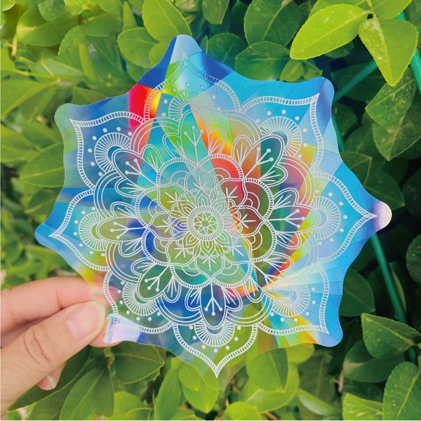 Mandala Suncatcher Sticker | Window Decal | Rainbow Maker | Prism | Vinyl Waterproof