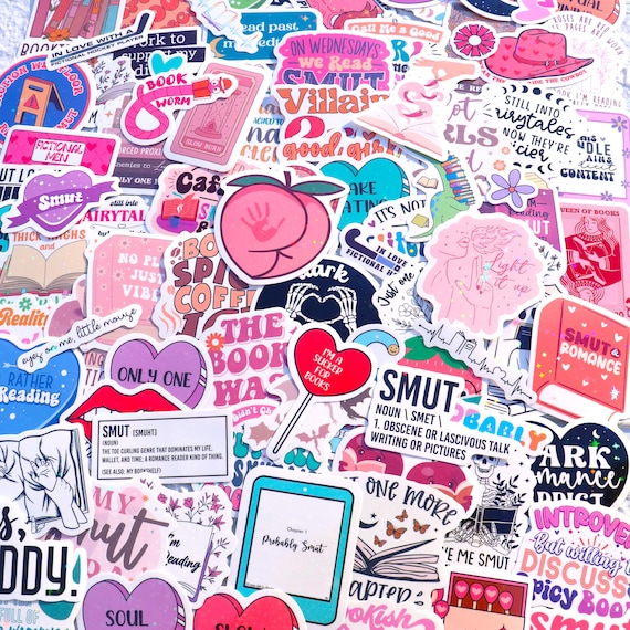 10-200 PCS Smutty Book Stickers for Kindle, Bookish Reader Themed Sticker Pack For Water Bottles, Laptops, Tablets-- Waterproof, Holographic