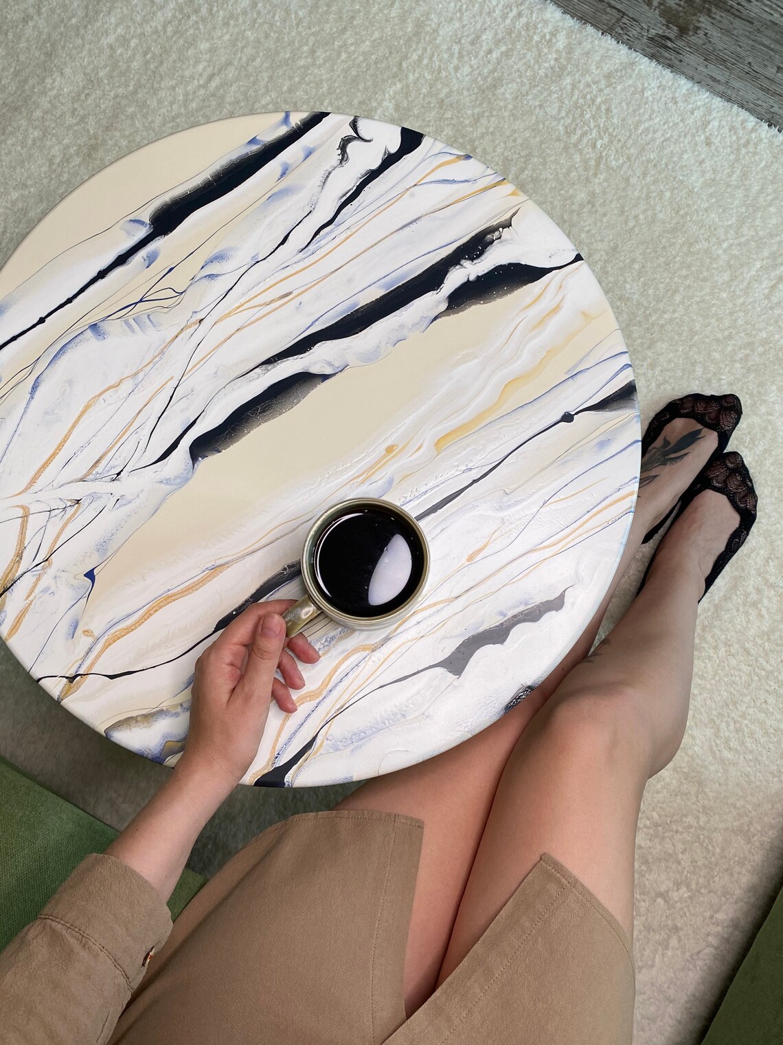 Kleiner runder Couchtisch / einzigartiger runder Couchtisch / | Etsy