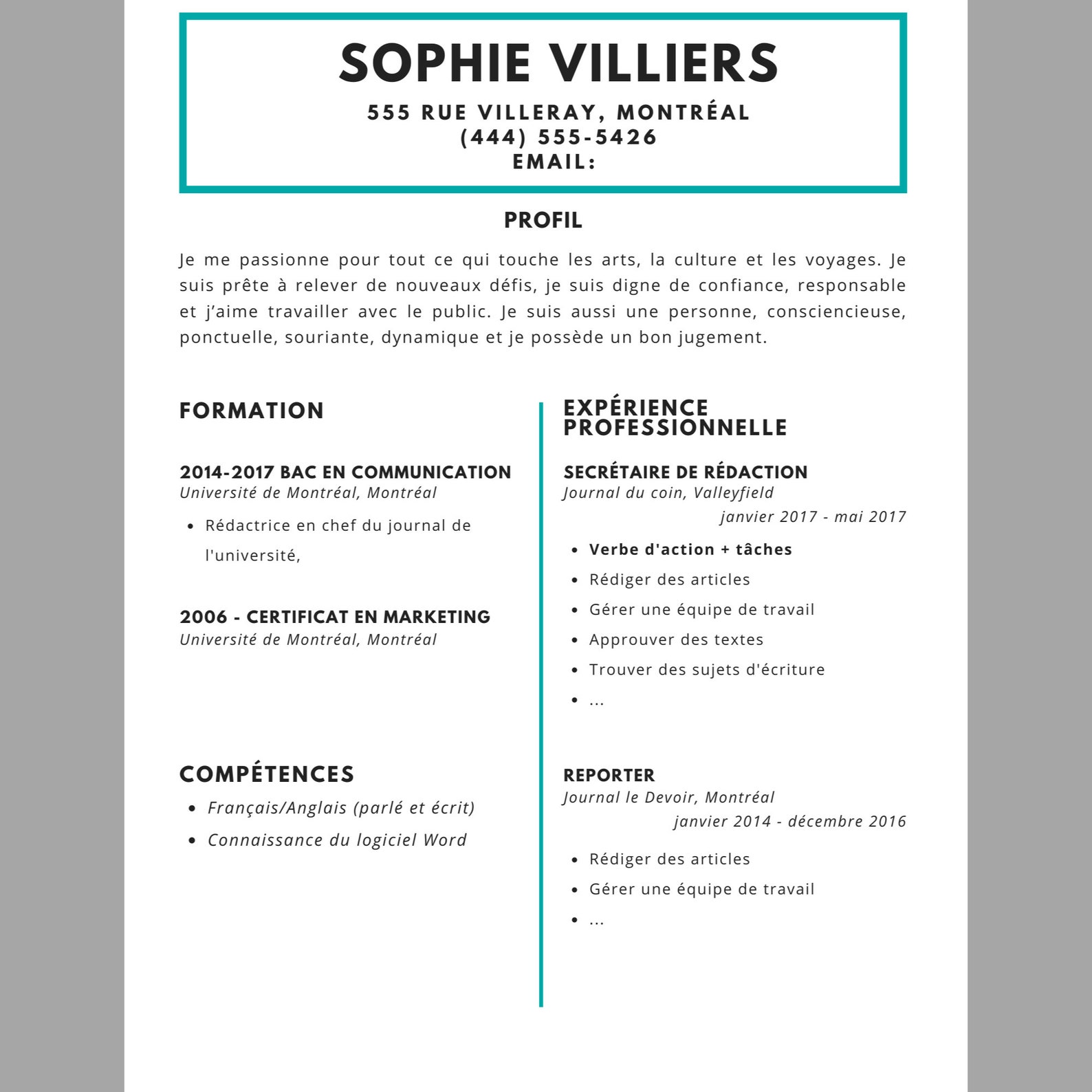 French Resume Template Canada CV Template Professional Etsy French Resume Template Canada CV Template Professional Etsy
