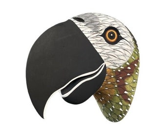 PARROT MASK | handcarved and handpainted in argentina by native communities | wall decor | chane mask | litoral mask