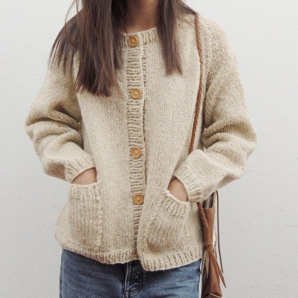 Wool CARDIGAN IRUYA | hand knitting | hand spun sheep wool | premium quality pullover sweater