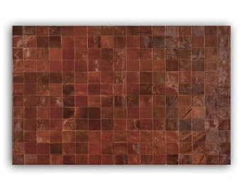 XXL PAMPA SQUARE Brown Cow Patchwork Rug | Natural texture and hair | handmade in Argentina