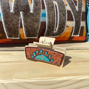 Tooled Leather Claw Clip
