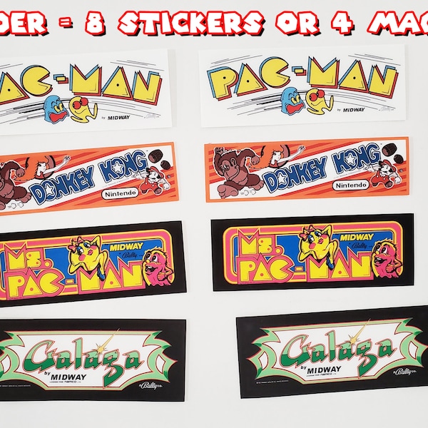 Arcade Classics Mini Marquee Sticker or Magnet Pack 1