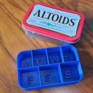 Altoid Mints Tin Pill Holder, Seven Days a Week Pill Holder, Altoids Storage Container