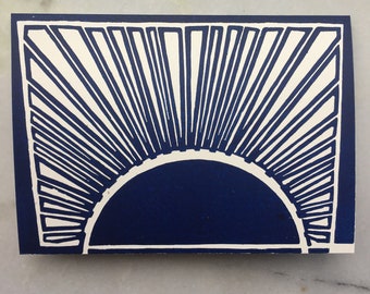 Egyptian Sunrise: Frame-able Block Print Greeting Card | Each Sustainable Blank Greeting Card is a Limited Edition Print. Signed & Numbered.