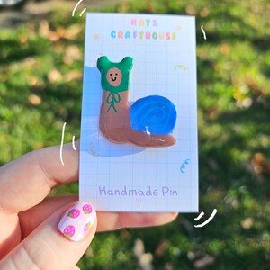 Handmade Snail Clay Pin, Cute Brooch, Stocking Stuffer For Her, Polymer Clay Pin, Cottage Core