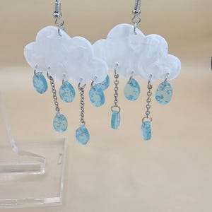 Rain Cloud Earrings, Small Dangle Earrings, Cloud Jewelry, BFF Gift, Gifts For Her, Raindrop Jewelry, Unique Accessories
