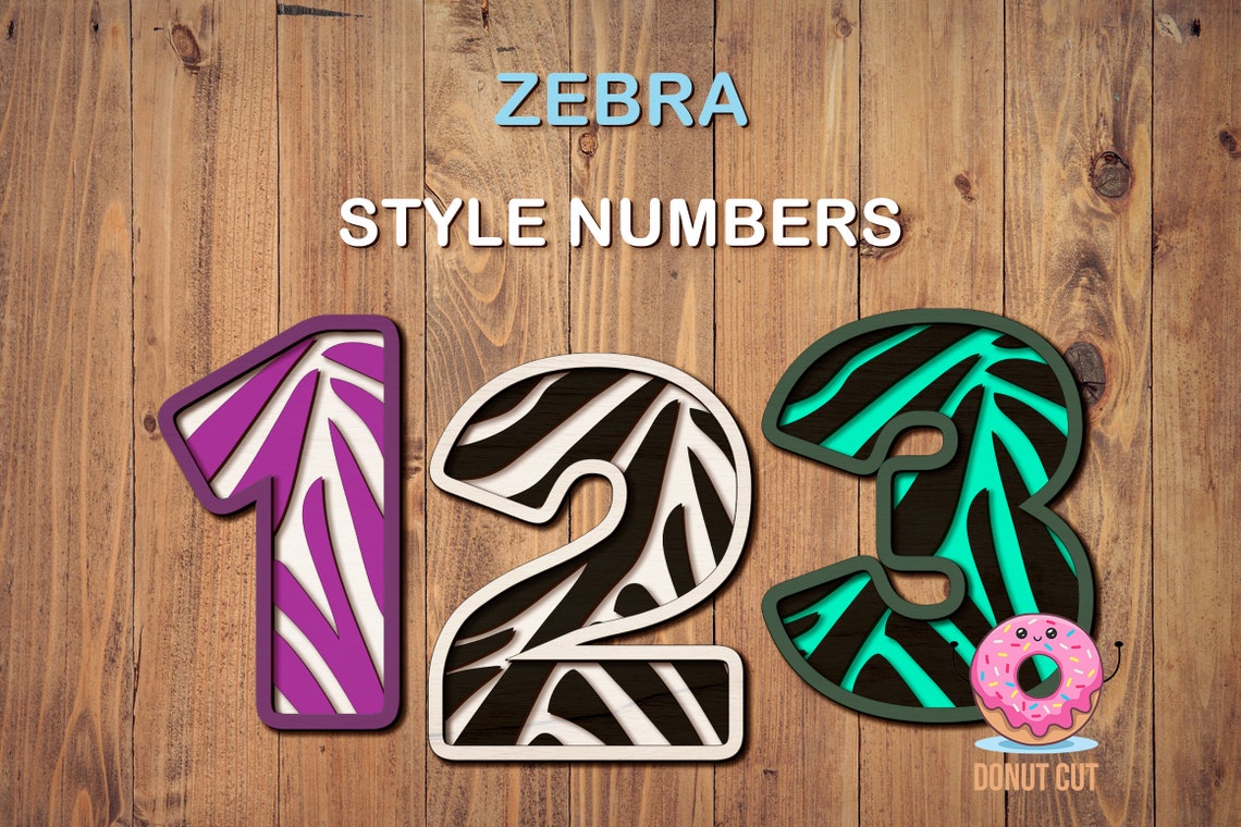 Zebra SVG numbers laser cut files for Cricut. Etsy