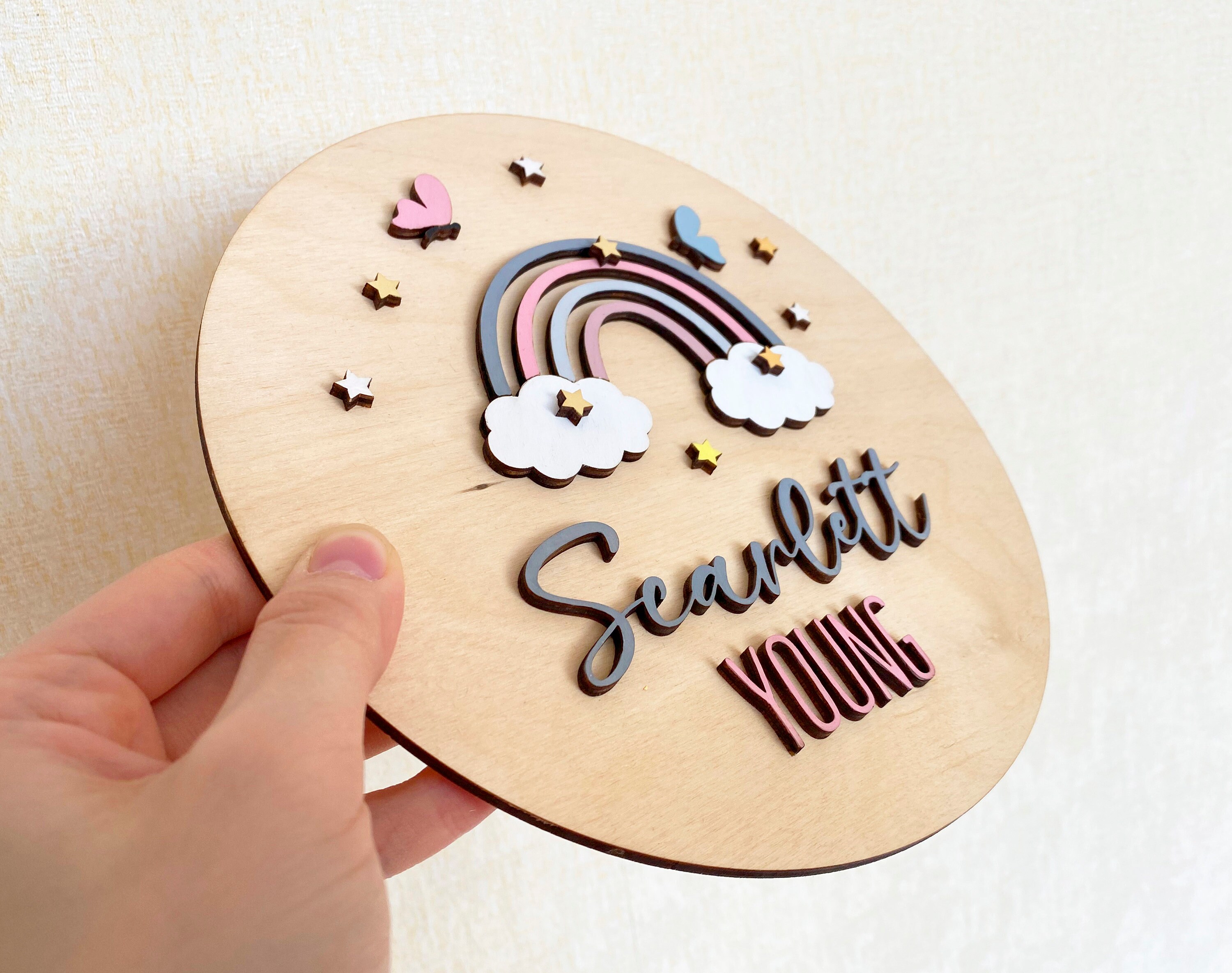 Baby Name Sign SVG Rainbow Nursery Name Sign Custom Baby Etsy