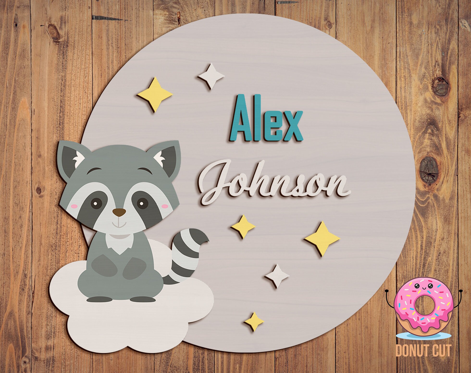 Download Custom Baby Name Sign SVG Raccoon Nursery Name Sign Baby ...