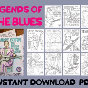 Legends of the Blues 12 page pdf coloring book