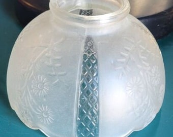 Deco Frosted Floral Glass Light Lamp Ceiling Shade Embossed 3" Fitter Used
