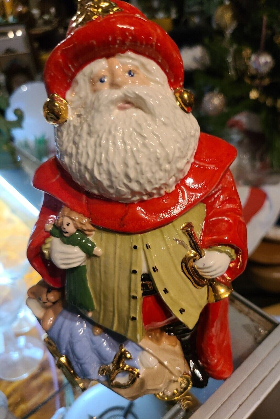 Goebel-Fitz et Floyd | Image décorative Père Noël avec cadeau | Faïence - 32cm - Noël Goebel-Fitz et Floyd | Image décorative Père Noël avec cadeau | Faïence - 32cm - Noël