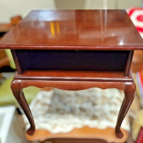 Solid Wood Cherry End Table / Nightstand With Storage Used