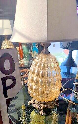 Brass and Glass Pineapple Lamp 