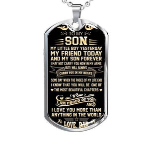My Son Forever - From Dad - Dog Tag Necklace Gift for Son from Father, Son's Birthday, Christmas Gift, Graduation Gift for Son from Dad
