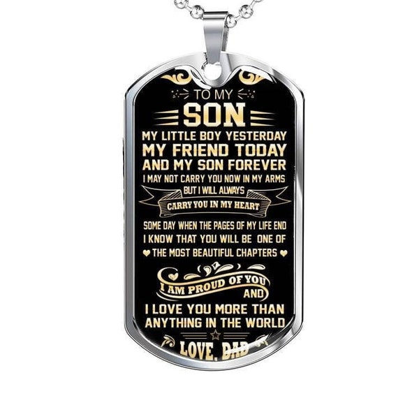 My Son Forever - De papa - Collier de plaques d’identité pour le fils du père, anniversaire du fils, cadeau de Noël, cadeau de fin d’études pour le fils de papa