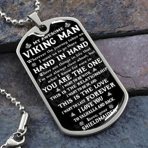 My Viking Man - Military Necklace, Viking Boyfriend Gift, My Viking Man, Love Your Shieldmaiden, Viking Relationship Gifts, Sentimental Gift