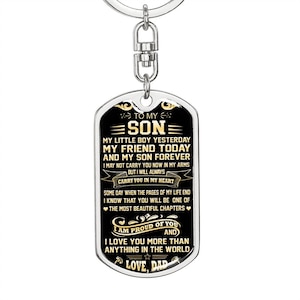 My Son Forever - From Dad - Dog Tag Keychain Gift for Son from Father, Son's Birthday, Christmas Gift, Graduation Gift for Son from Dad