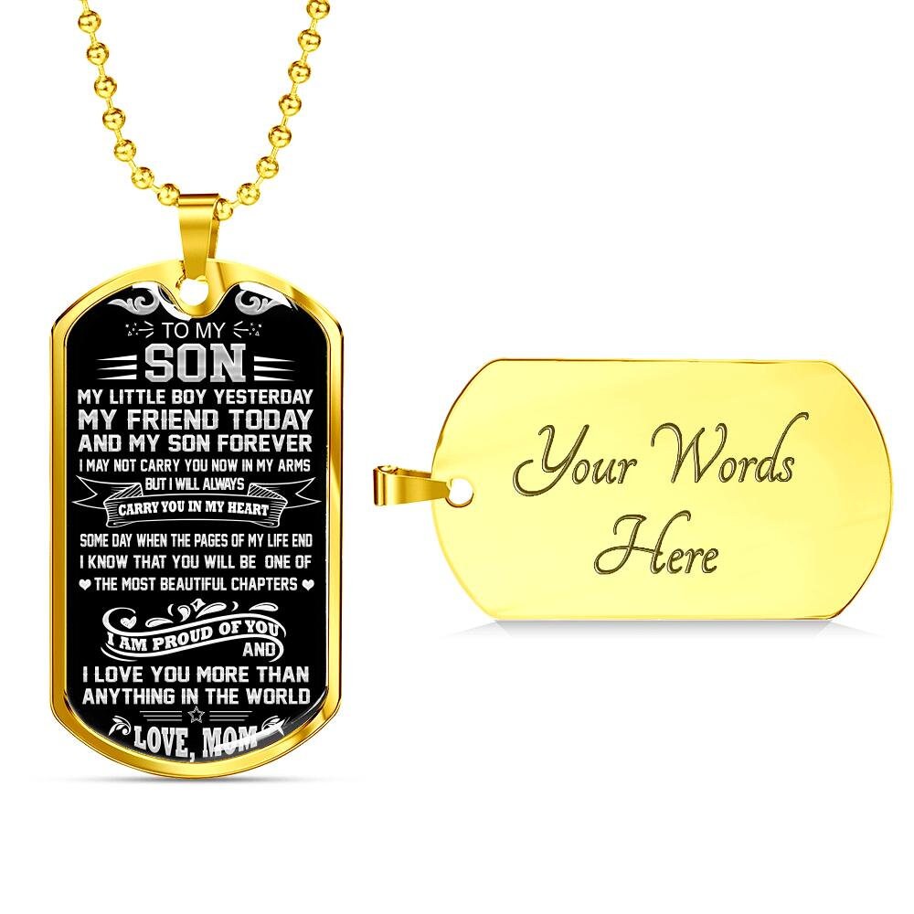 To My Son My Little Boy Dog Tag Necklace Gift for Son Etsy