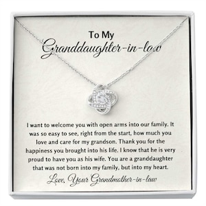 Granddaughter-in-law - Born Into - Love Knot Necklace Gift from Grandmother-in-law, Christmas, Birthday Gift, Wedding Gift for Granddaughter