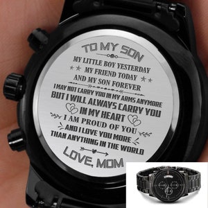 Cadeau pour fils, mon fils pour toujours, cadeau de montre sentimentale pour fils de maman, papa, anniversaire de fils, remise des diplômes, montre cadeau de Noël pour fils adulte