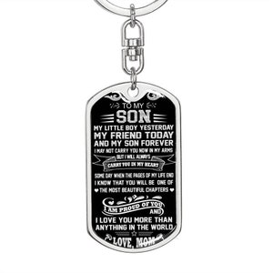 My Little Boy - Custom Photo Keychain, Engraved Keychain Gift for Son from Mom, Son Birthday, Christmas, Graduation Gift for Son