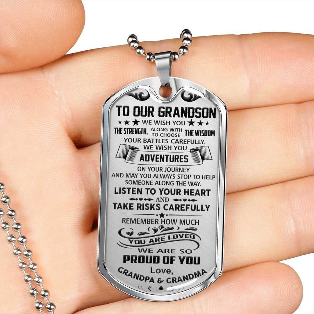 Grandson dog tag necklace Clearance