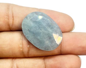 Natural Aquamarine Facetted Gemstone Oval Cut Cabochon for Jewelry Making