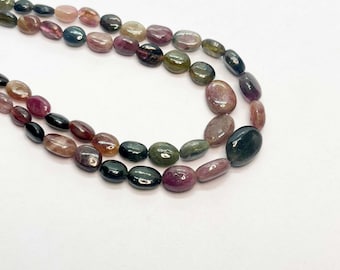 Oval Tourmaline Beads AAA Quality Natural Multi Gemstone Beads for Necklace