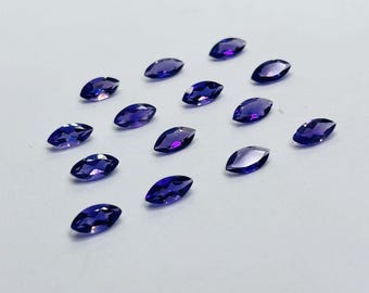 Natural Amethyst Gemstone Cut Faceted Stone Purple Marquise Cabochon