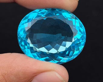 Blue Topaz Certified Natural Gemstone 62 Ct Faceted Oval Shape Loose Gemstone For Ring