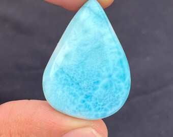 Larimar Pear Cabochon: AAA Grade Gemstone (33X29mm)
