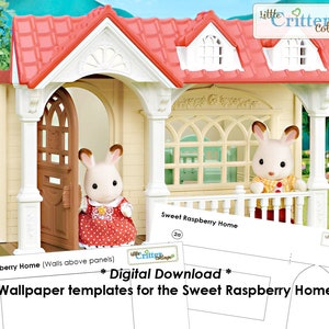 Wallpaper Templates for Sweet Raspberry Home (Calico Critters / Sylvanian Families)  ** digital download **